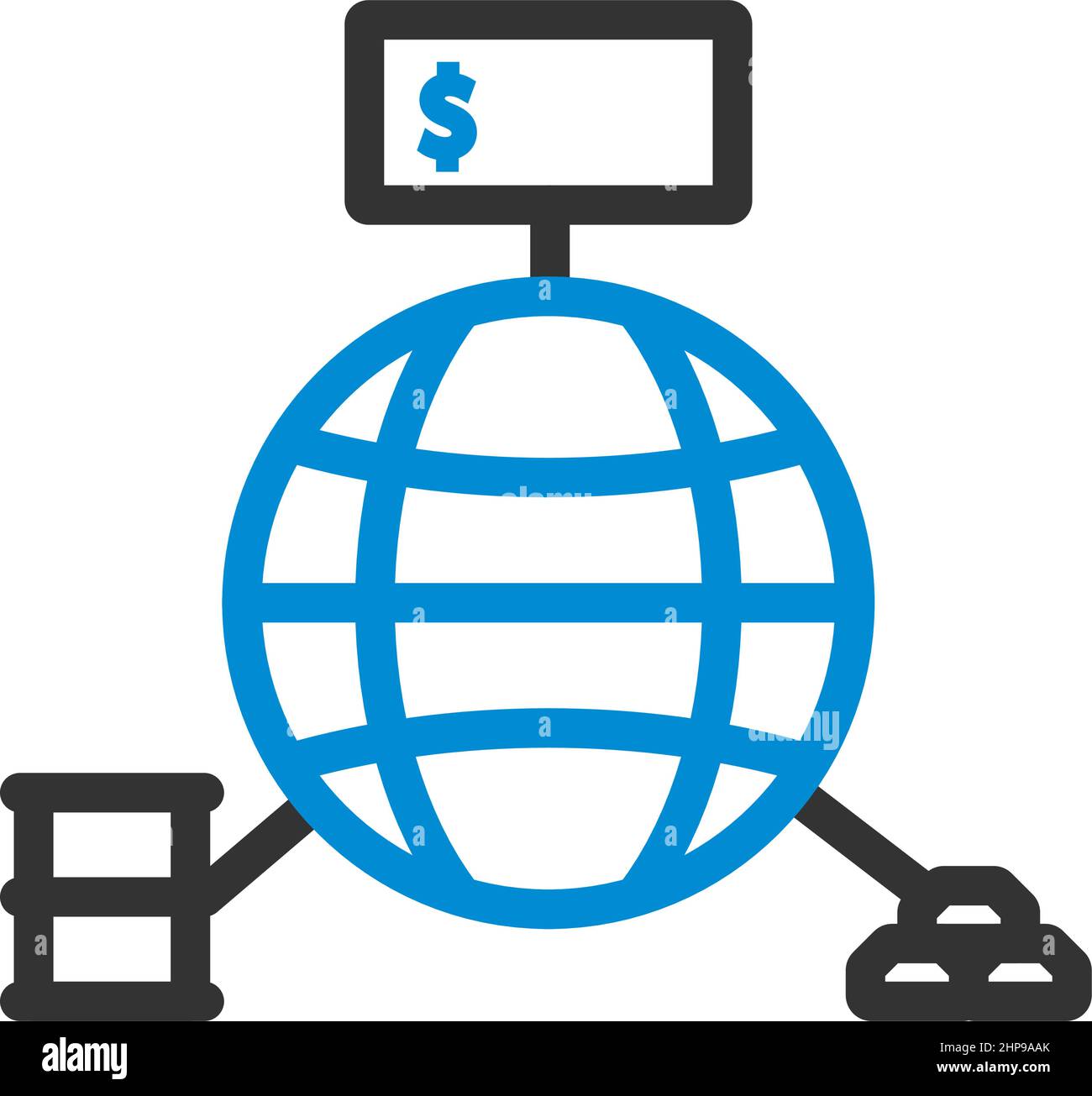 Oil, Dollar And Gold With Planet Concept Icon Stock Vector