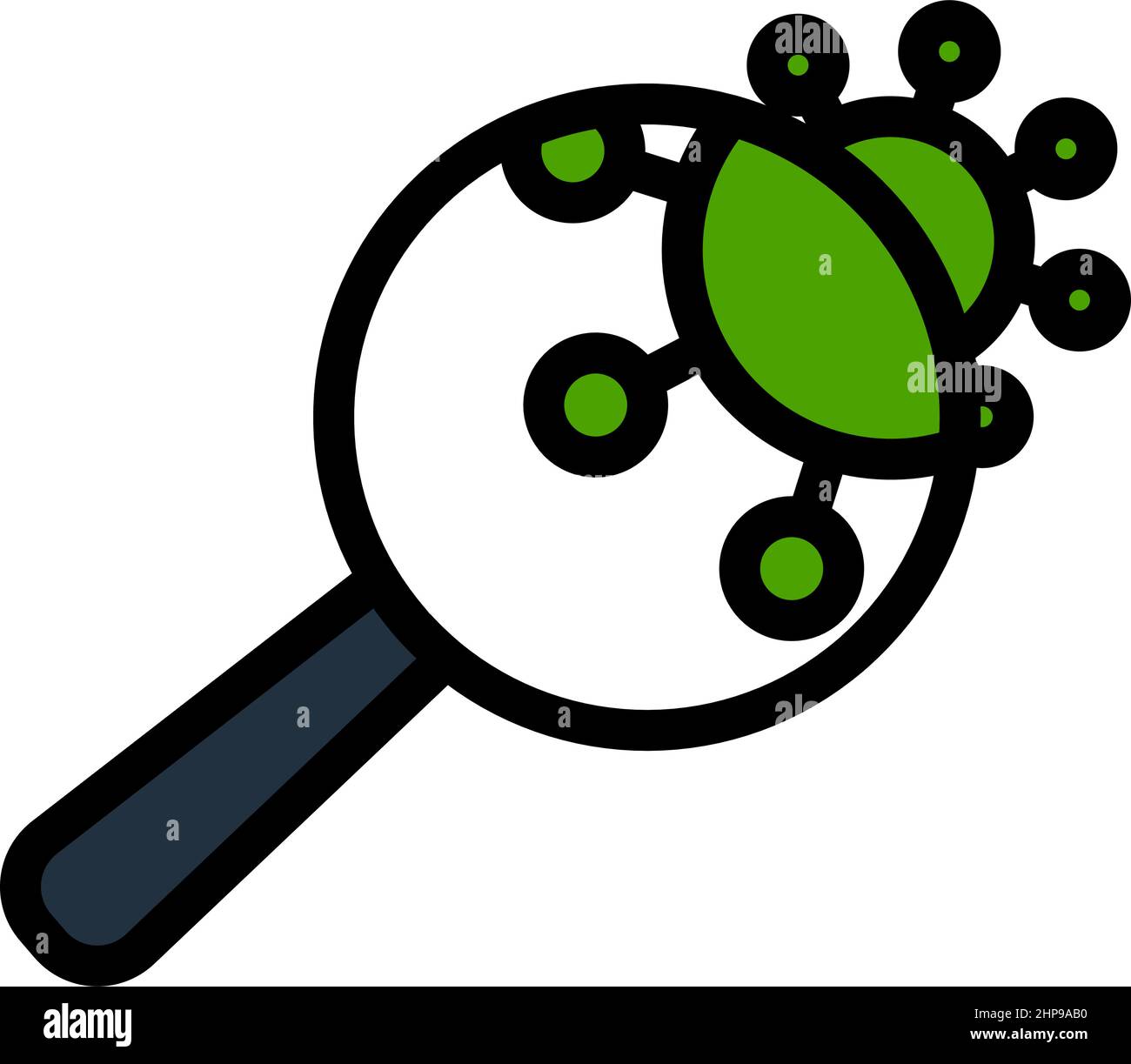 Magnifier Over Coronavirus Molecule Icon Stock Vector