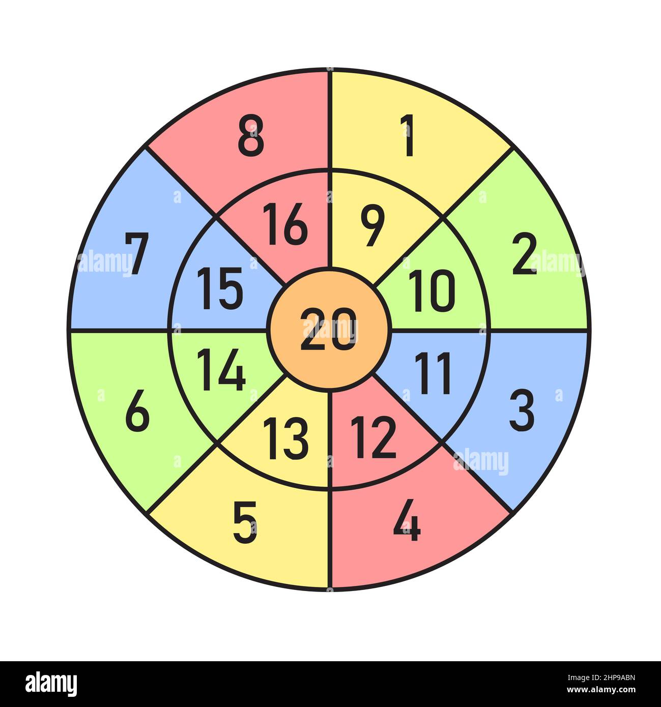 Dartboard score sections game. Target for shooting. Vector darts board