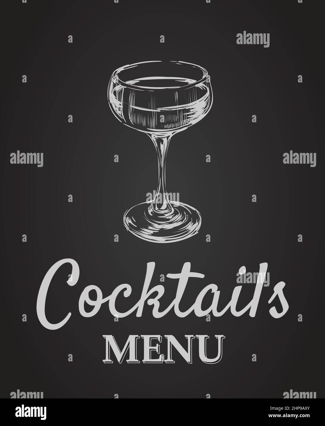 Cocktail Menu Design Chalk drawing typography Cocktail Menu Design