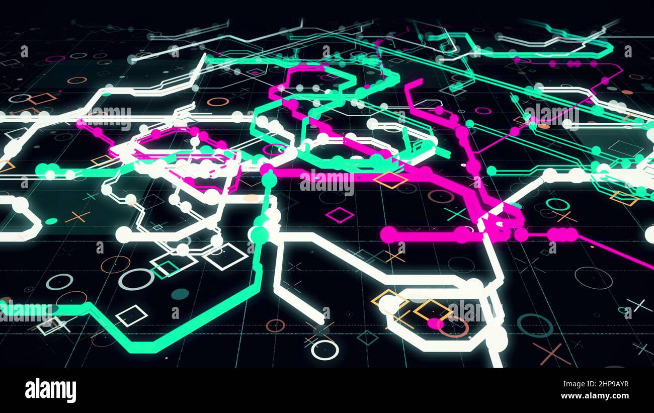 Abstract technology background of moving stripes and flickering ...