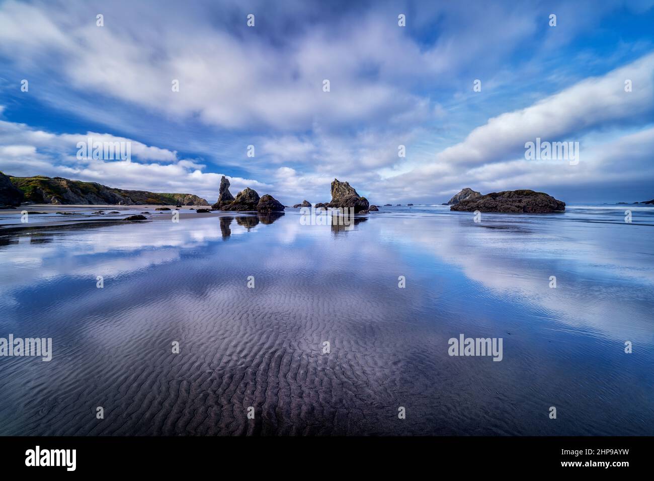 Low tide and clouds at Bandon Beach, Oregon Stock Photo Alamy