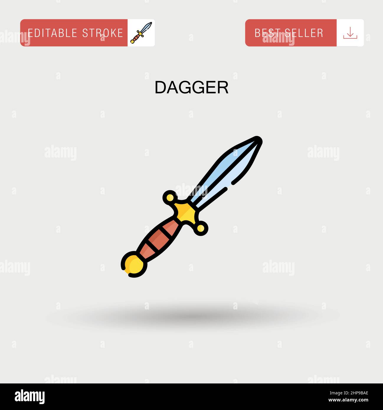Dagger Simple vector icon. Stock Vector