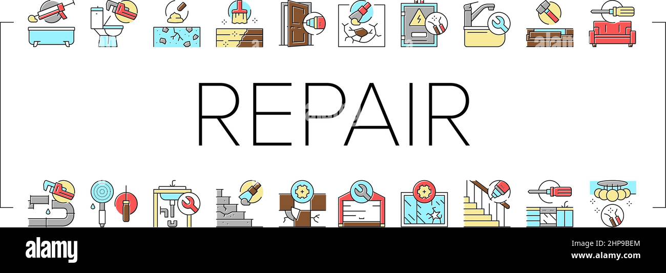 Home Repair Occupation Collection Icons Set Vector Stock Vector Image ...