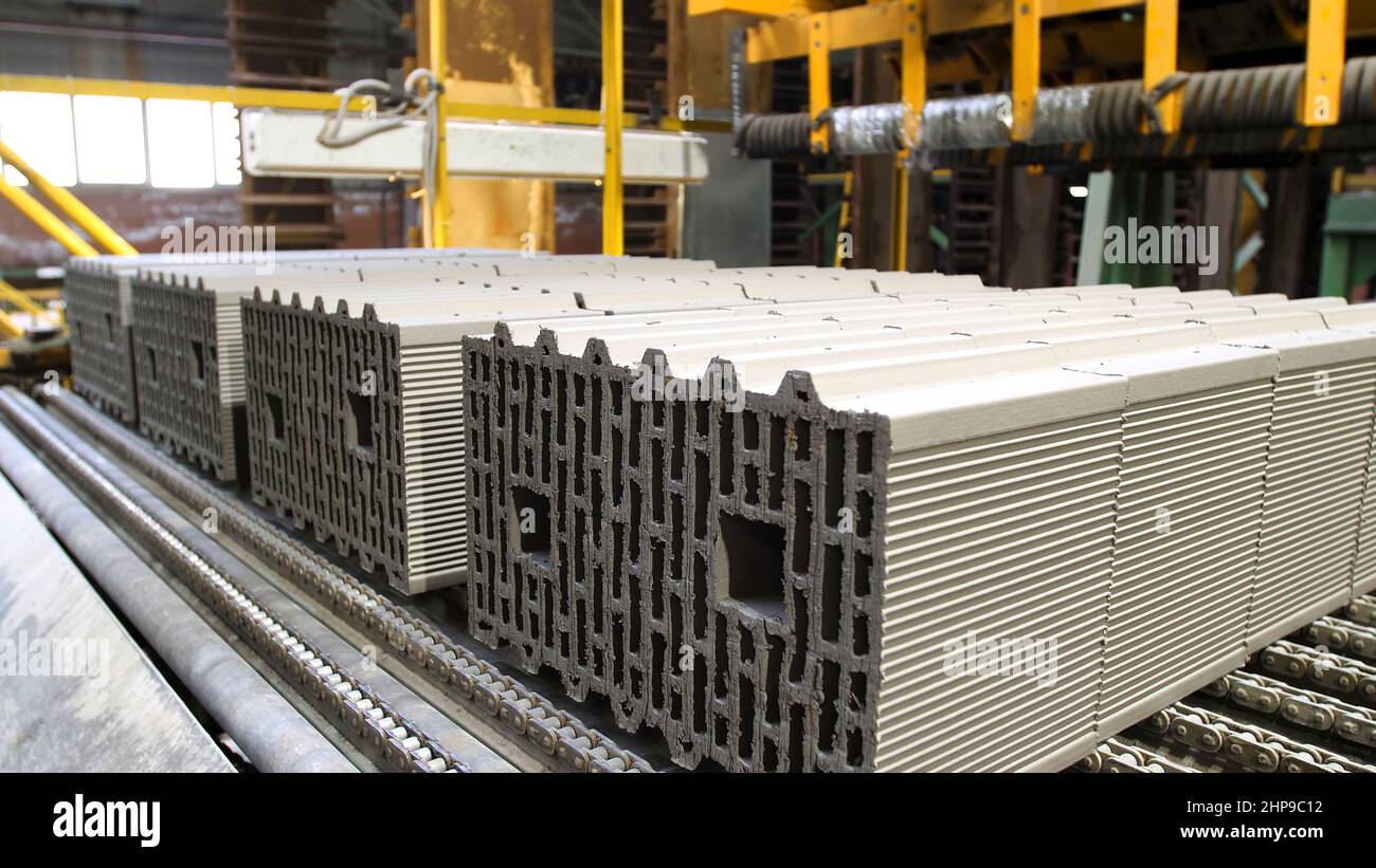 Brick production at the ceramic bricks factory and the professional