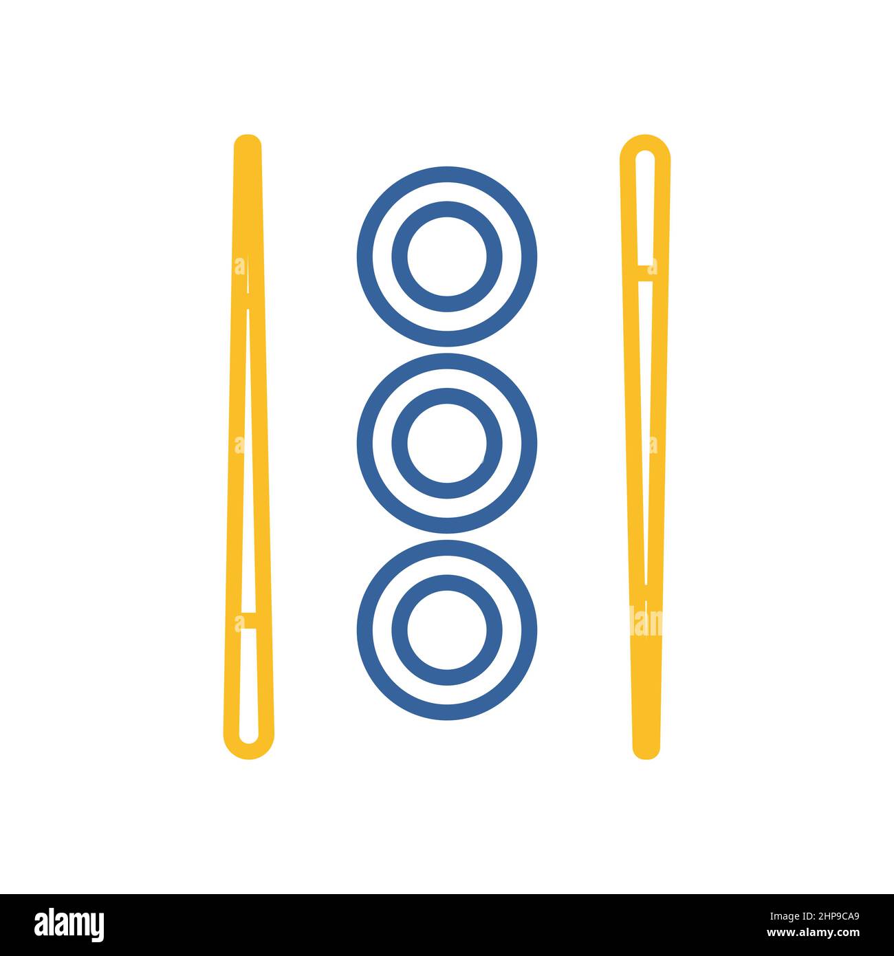 Sushi roll with chopsticks vector icon Stock Vector