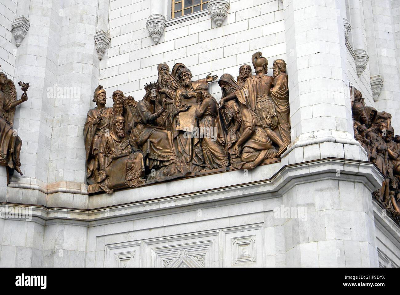 Details of the sculptural decorations of facade of the Cathedral of