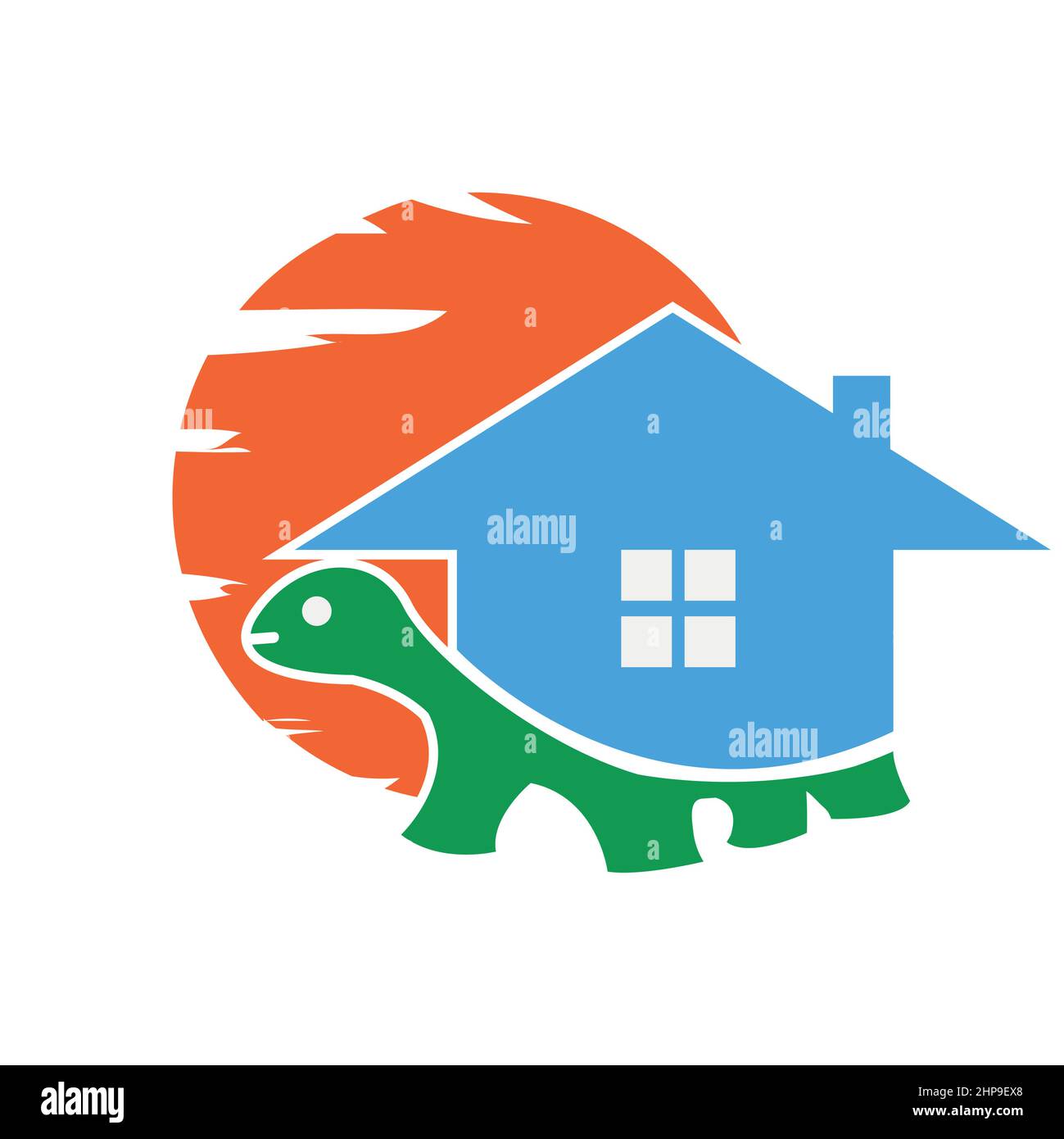 Tortoise carrying home logo vector. Flat design. Vector Illustration on white background Stock Vector