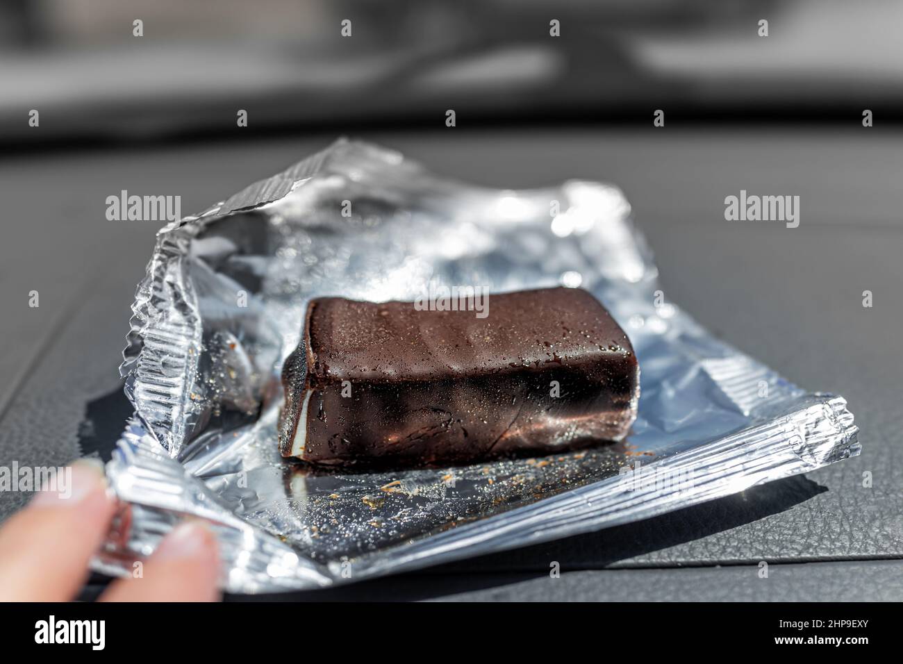 Storebought Russian cheesecake candy bar from Russia with chocolate