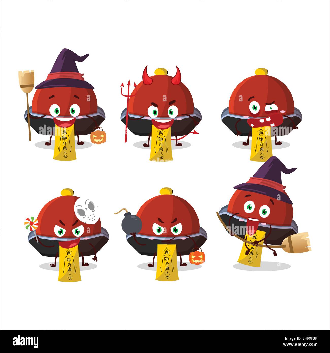Halloween expression emoticons with cartoon character of red vampire ...