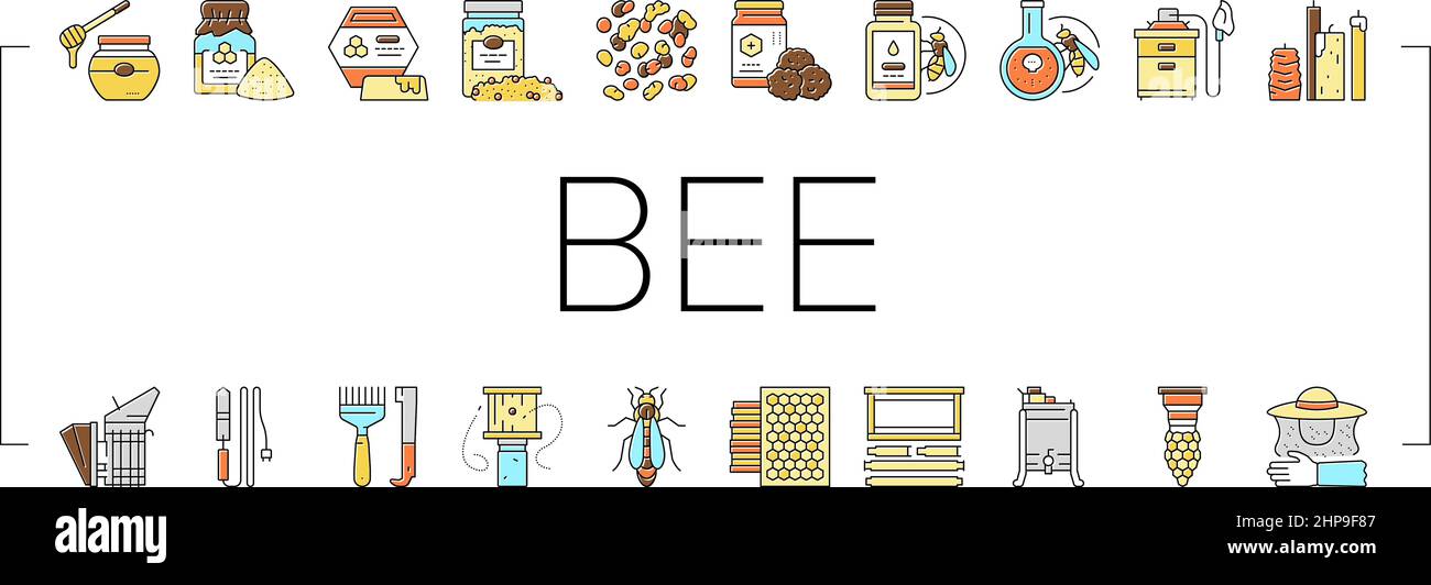 Beekeeping Profession Occupation Icons Set Vector . Stock Vector