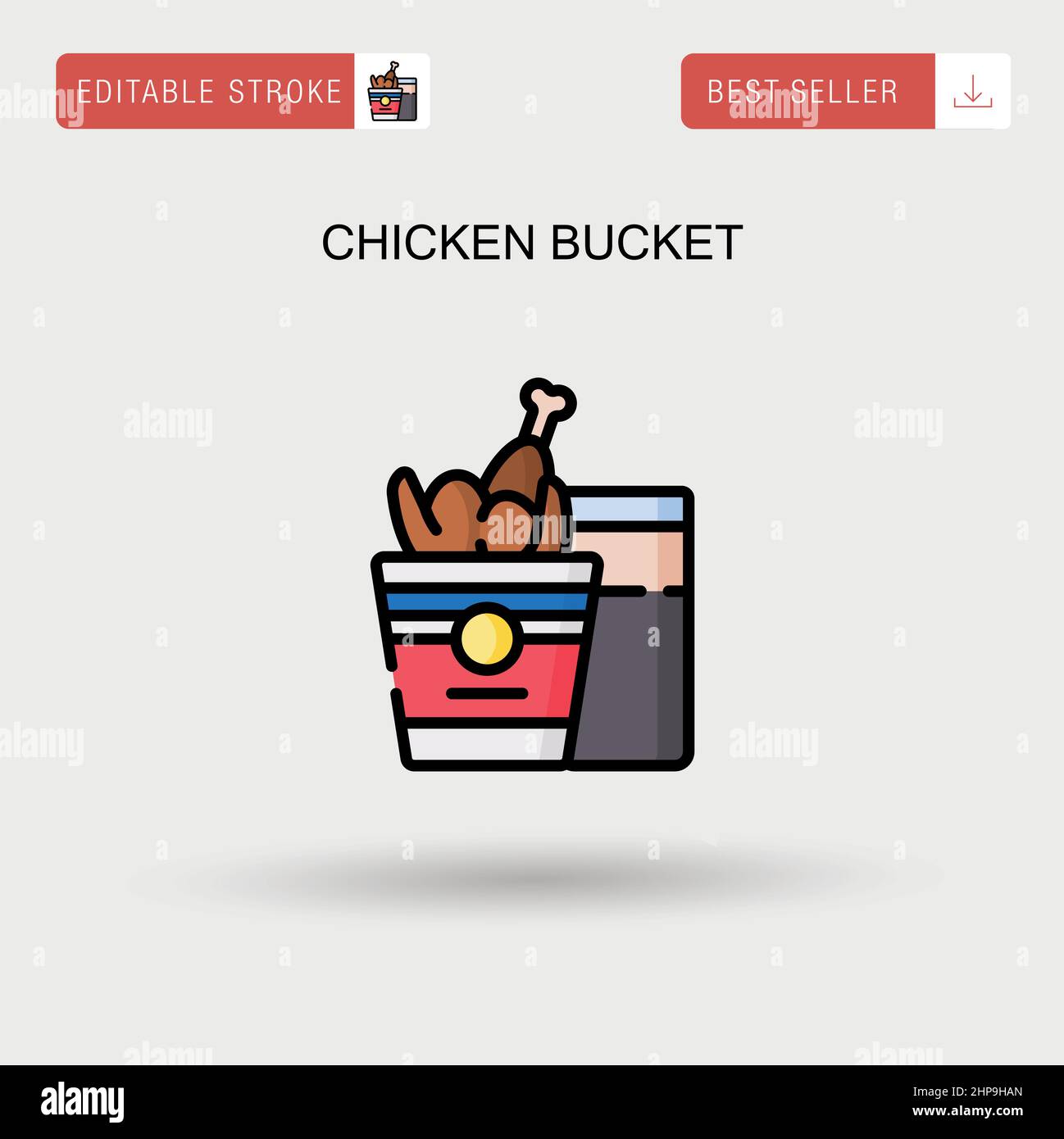 Chicken bucket Simple vector icon. Stock Vector