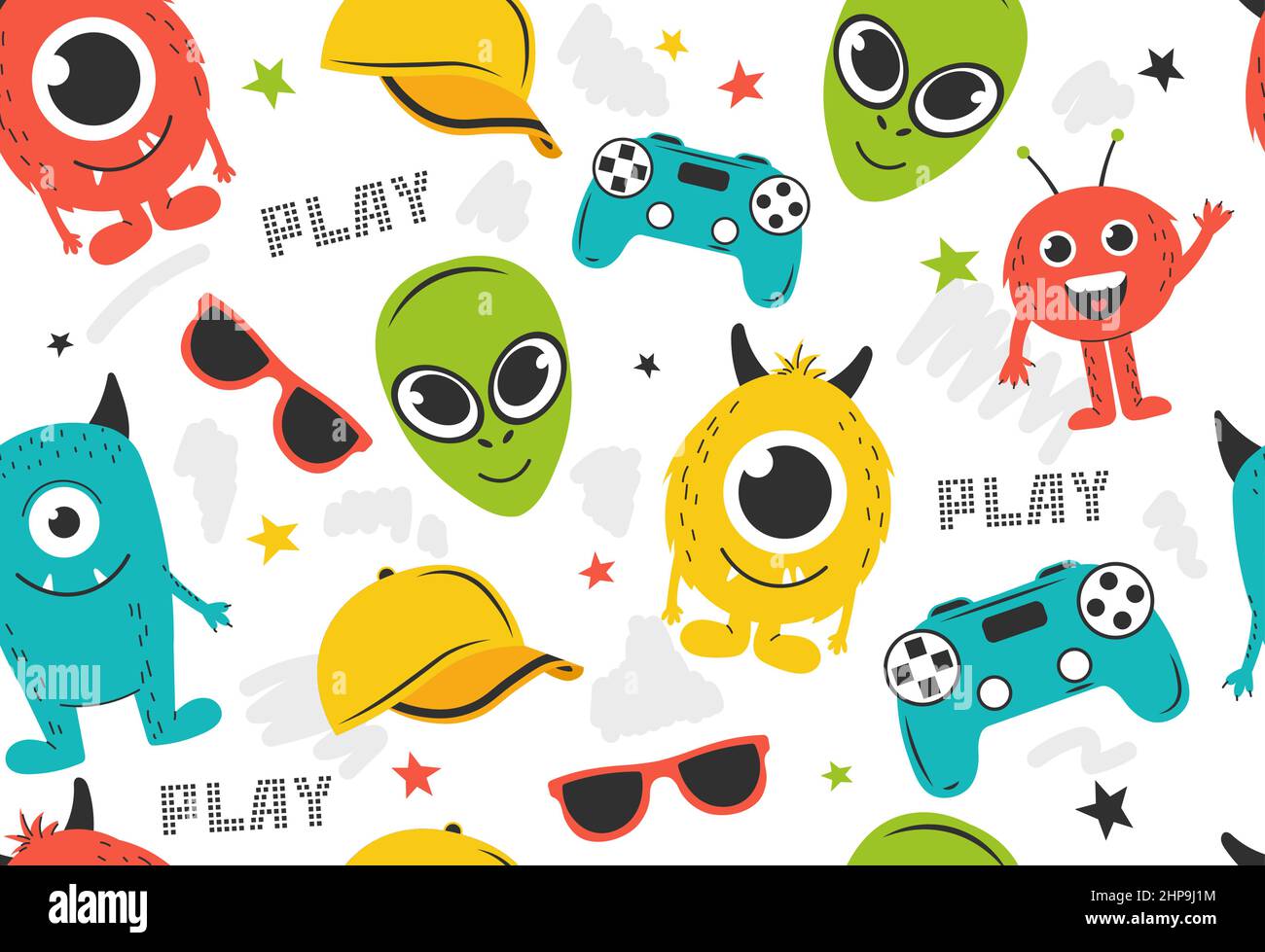 Seamless pattern for boys Stock Vector