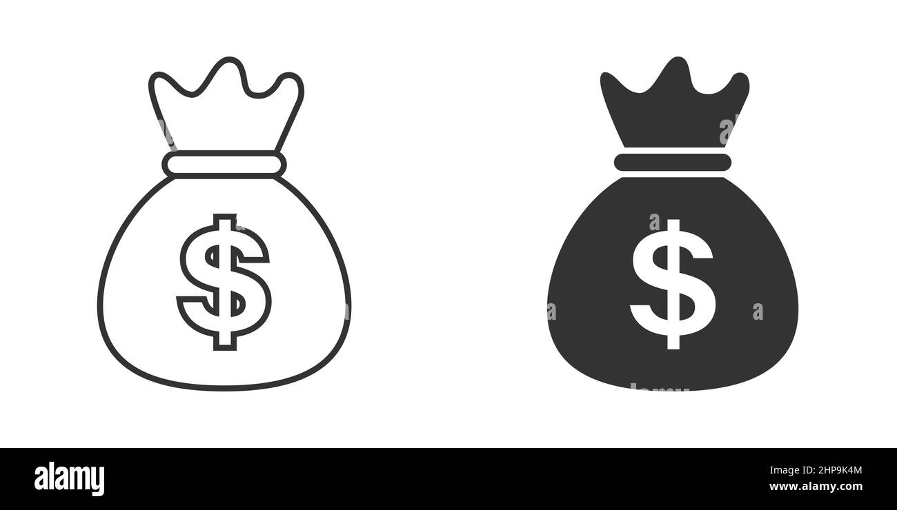 Money bag icon in flat style. Moneybag vector illustration on isolated ...