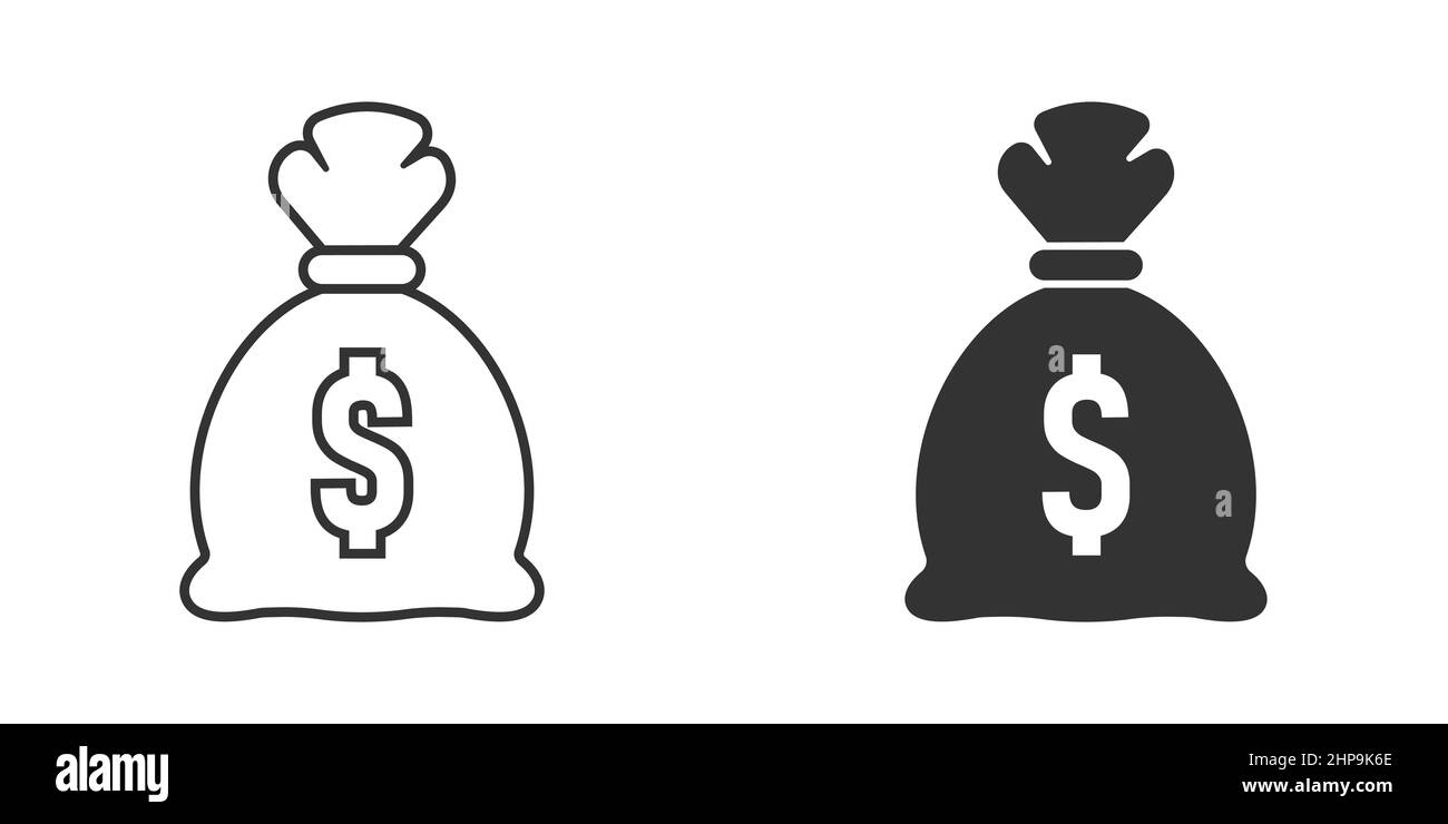Money bag icon in flat style. Moneybag vector illustration on isolated ...
