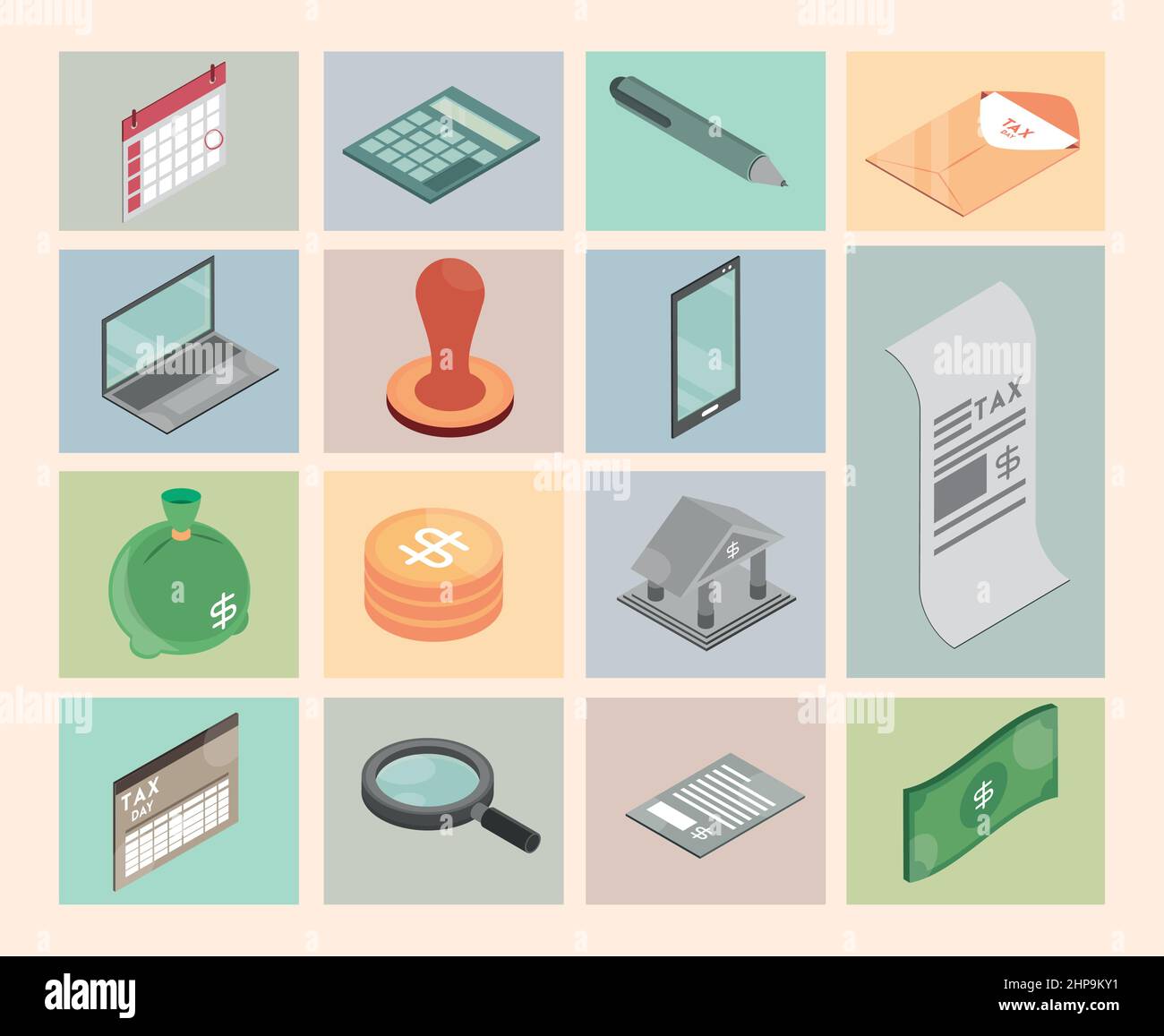 isometric tax day Stock Vector