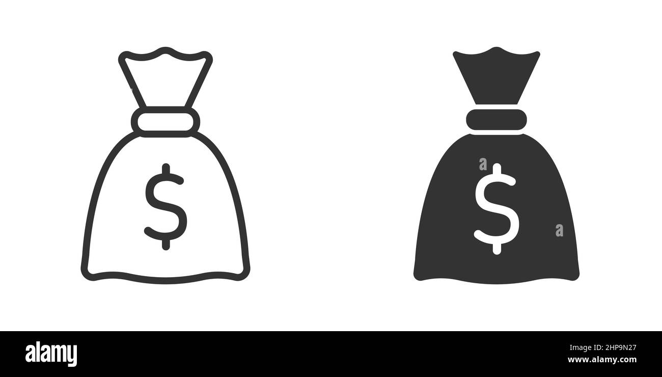 Money bag icon in flat style. Moneybag vector illustration on isolated ...