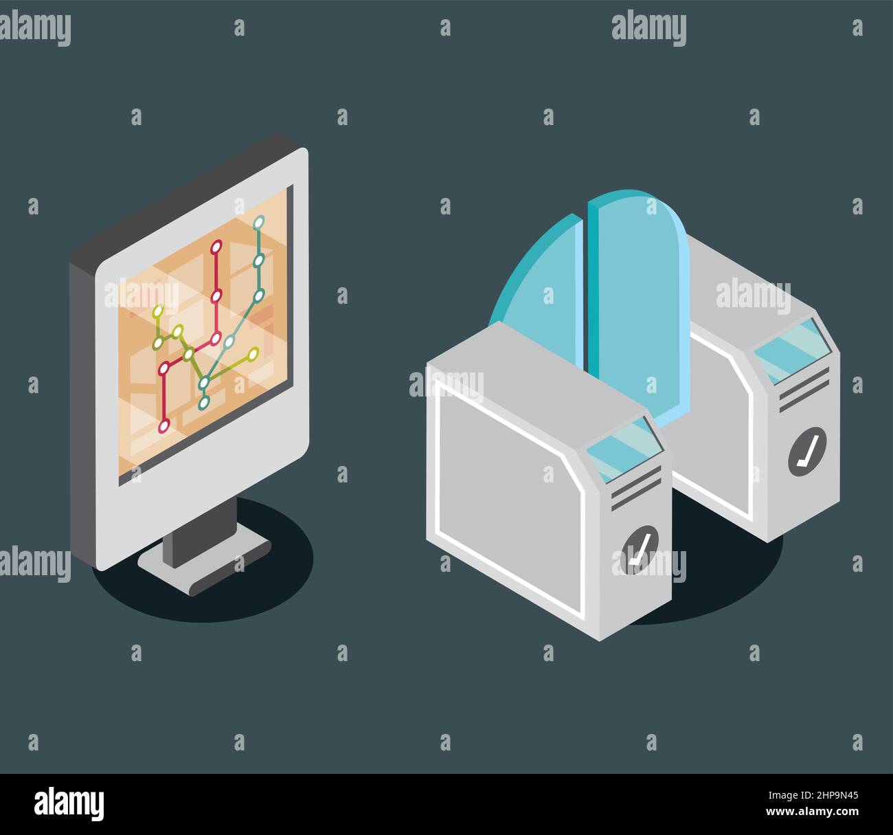 subway security turnstile icons Stock Vector