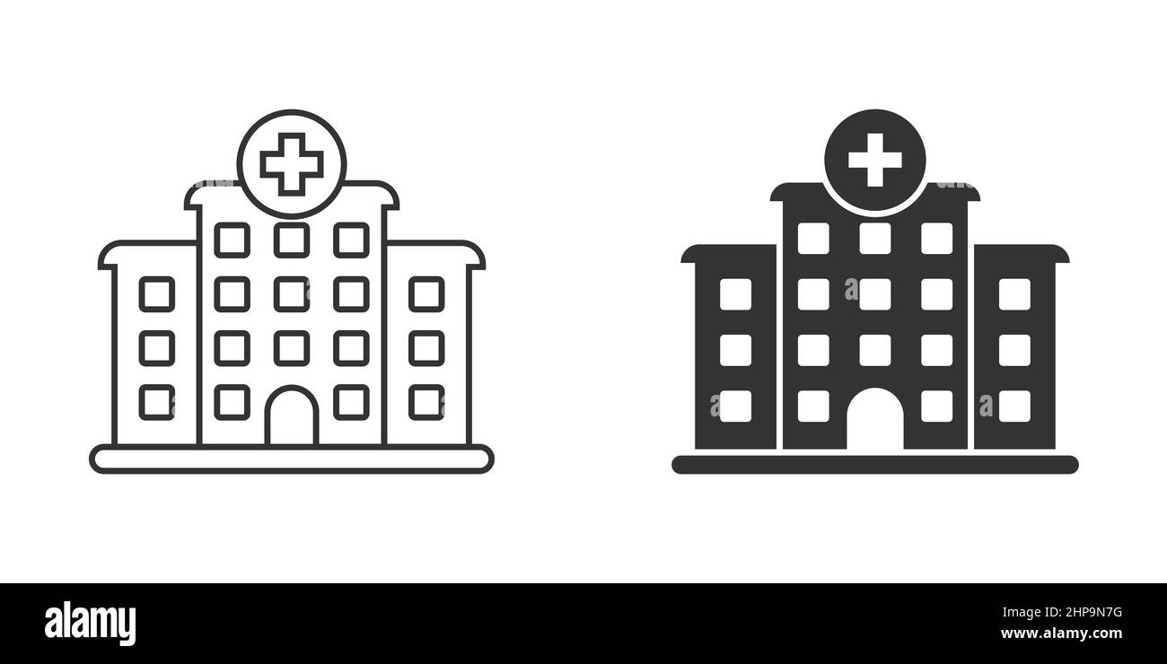 Hospital building icon in flat style. Medical clinic vector ...