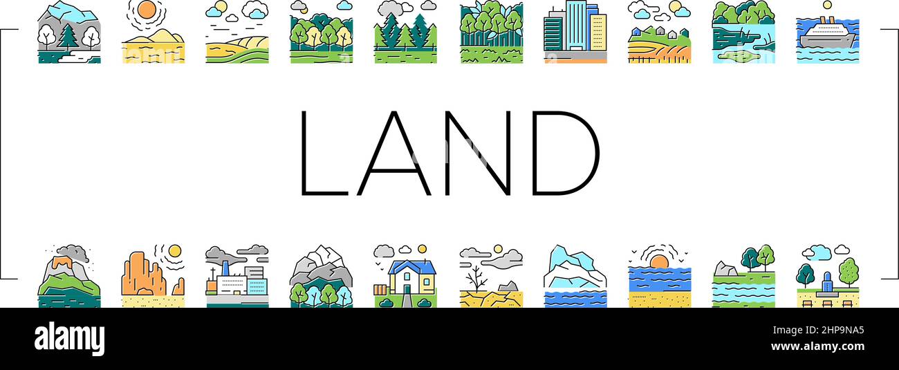 Land Scape Nature Collection Icons Set Vector Stock Vector Image & Art ...