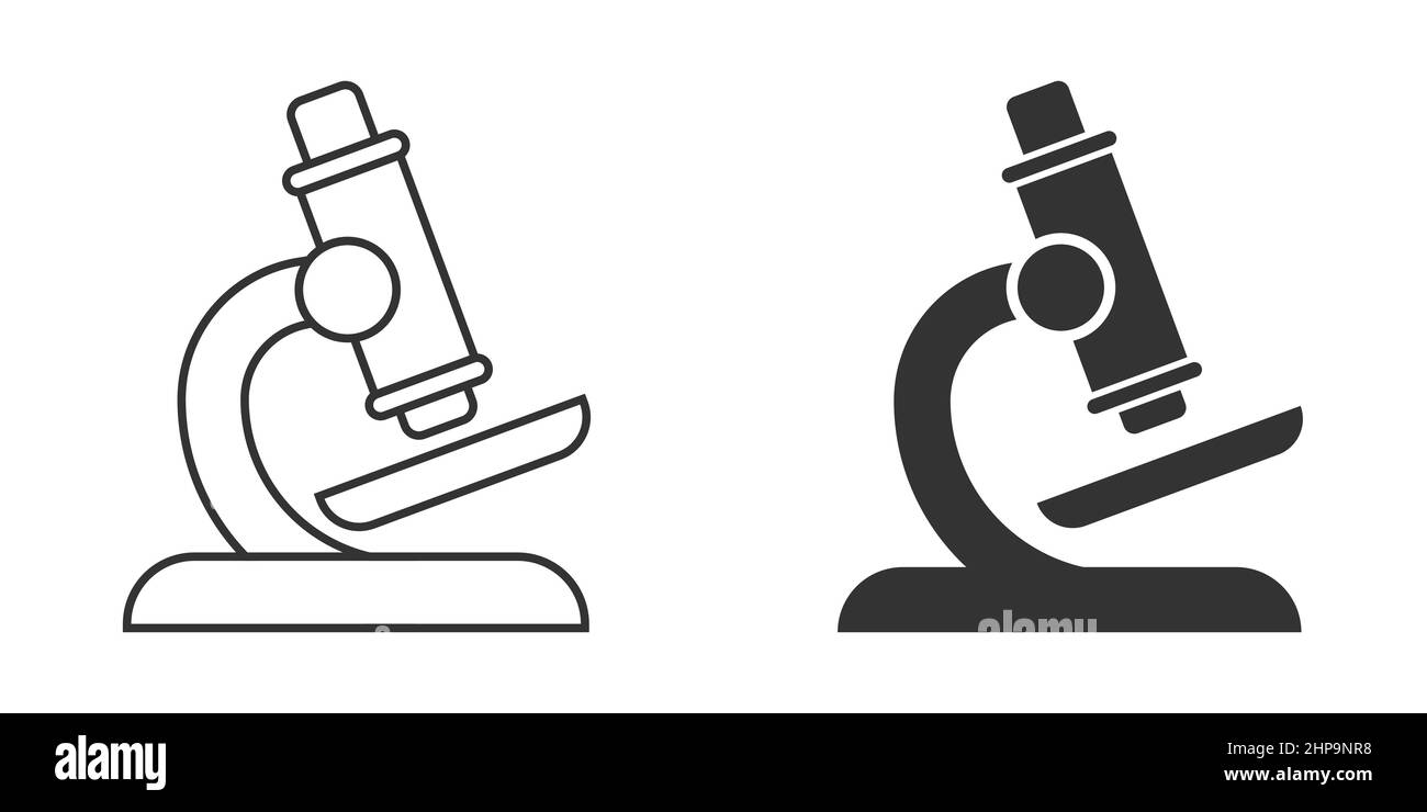 Microscope icon in flat style. Laboratory magnifier vector illustration ...
