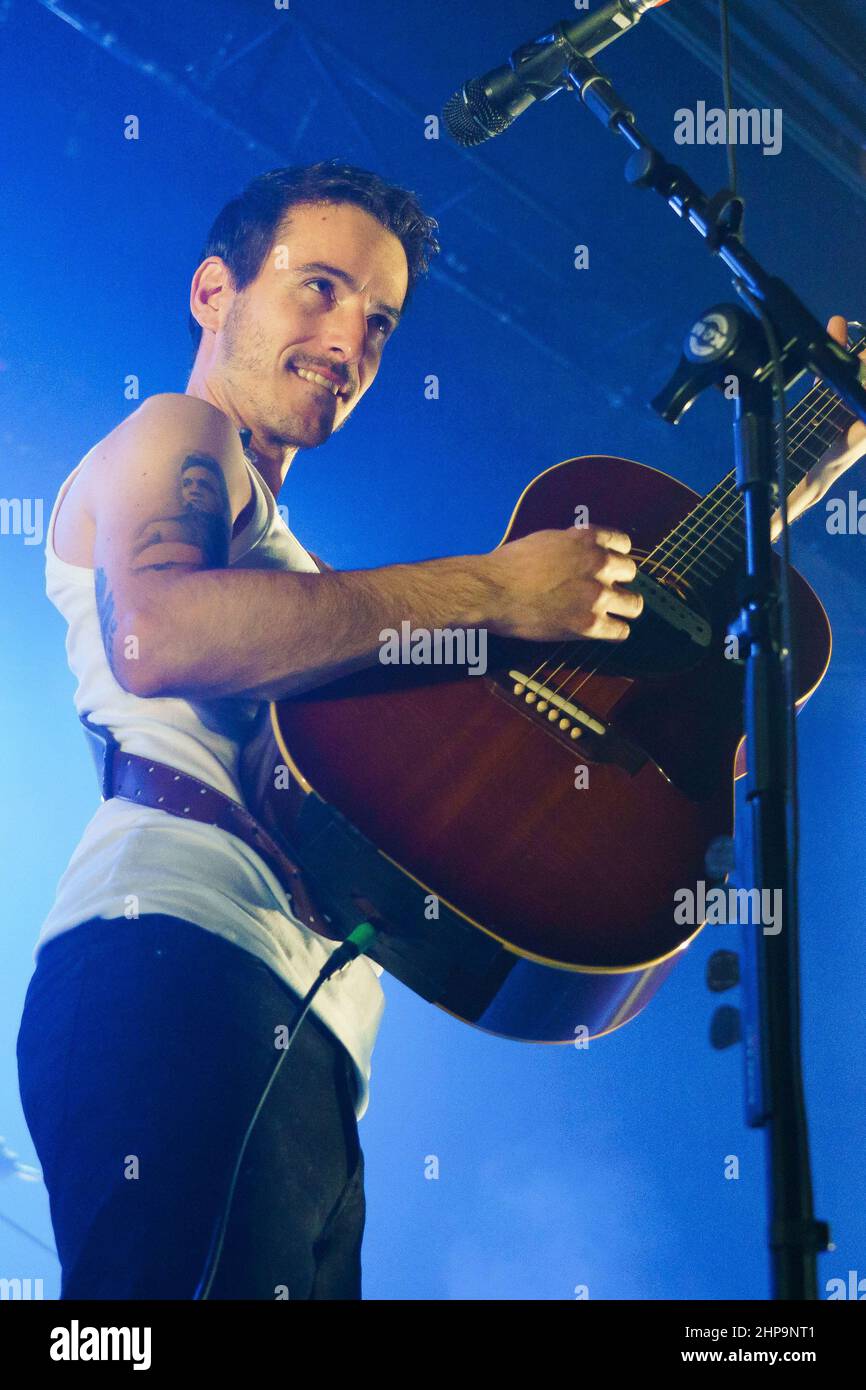 Madrid, Spain. 20th Feb, 2022. Singer David Ruiz of the group La M.O.D.A performs during the concert at the Sala La Riviera in Madrid. (Photo by Atilano Garcia/SOPA Images/Sipa USA) Credit: Sipa USA/Alamy Live News Stock Photo