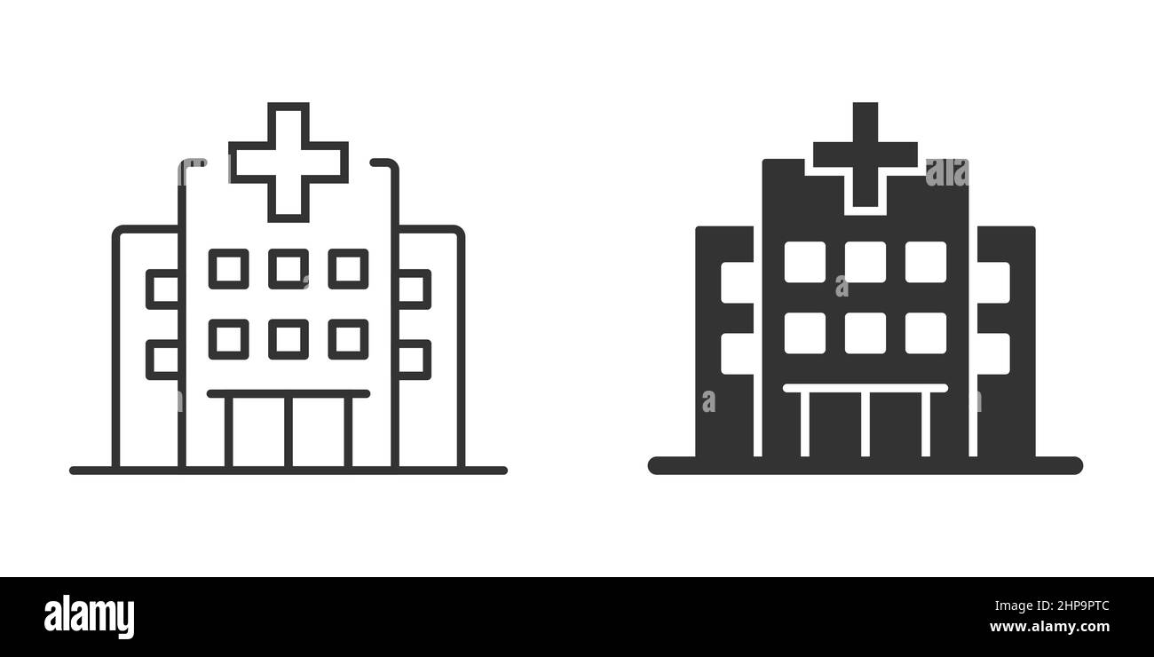 Hospital building icon in flat style. Medical clinic vector ...