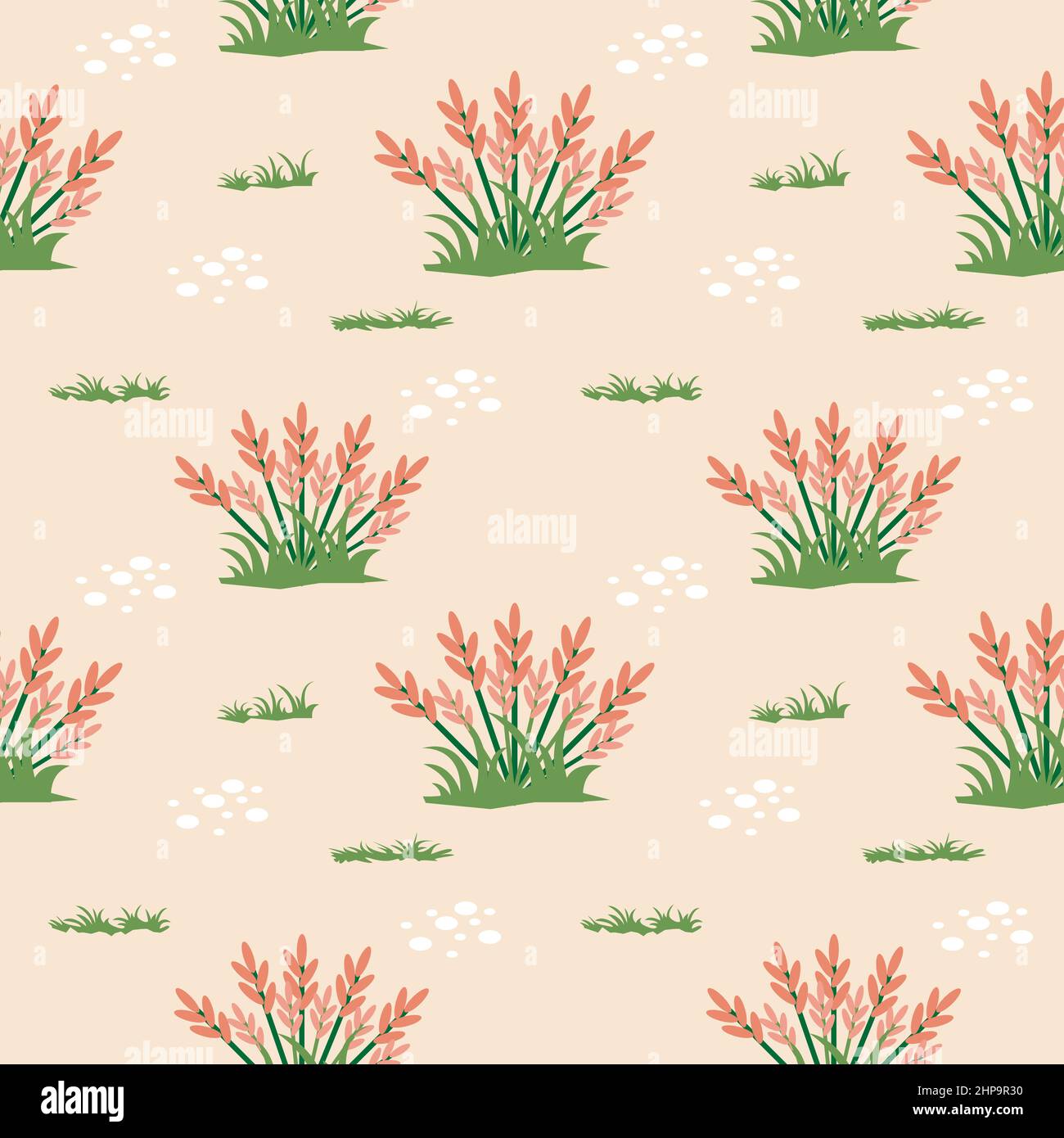 Seamless Pattern Repeatable Texture Summer Spring Grass Flower Plant Nature Stock Vector