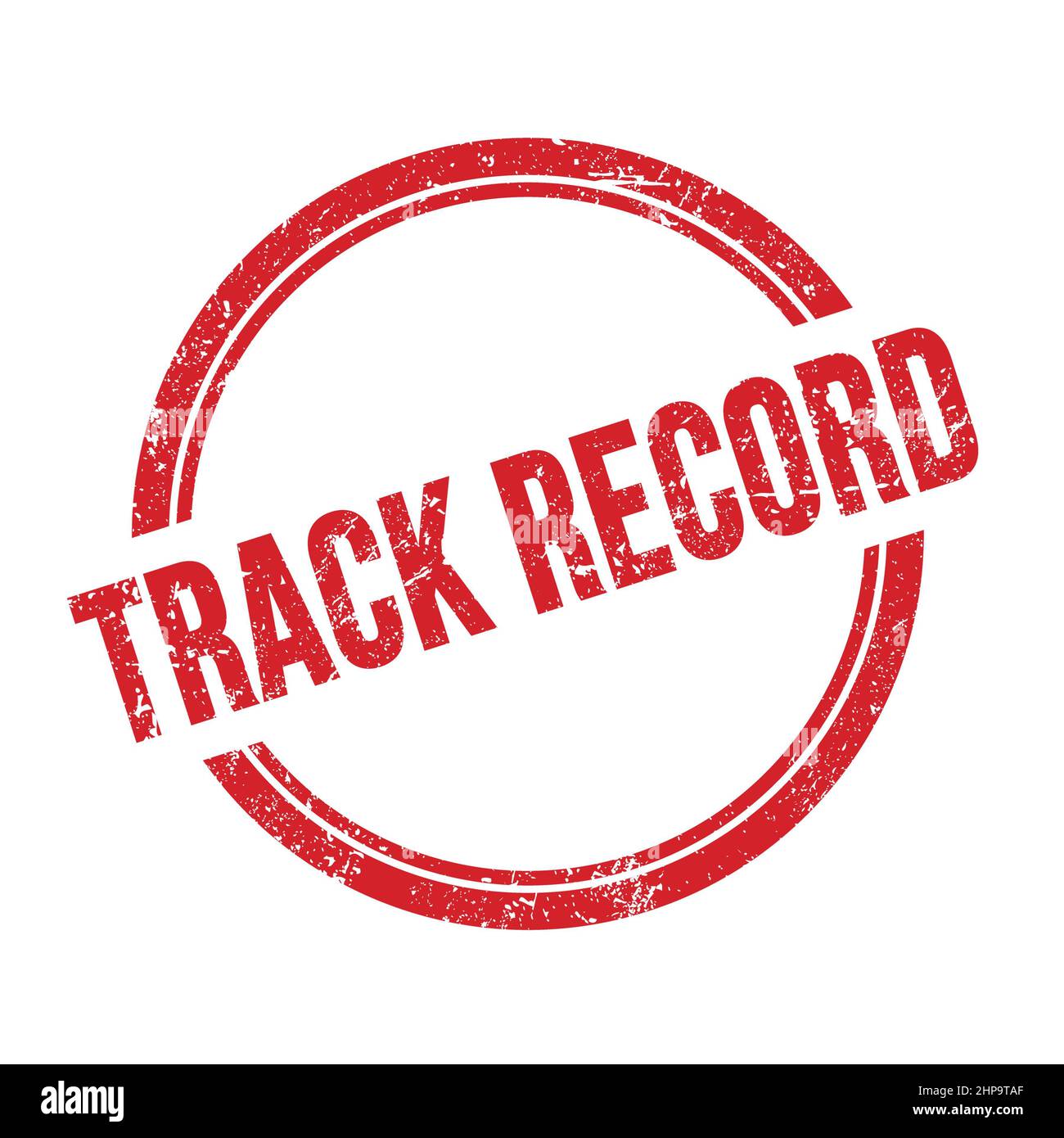 TRACK RECORD text written on red grungy vintage round stamp Stock Photo