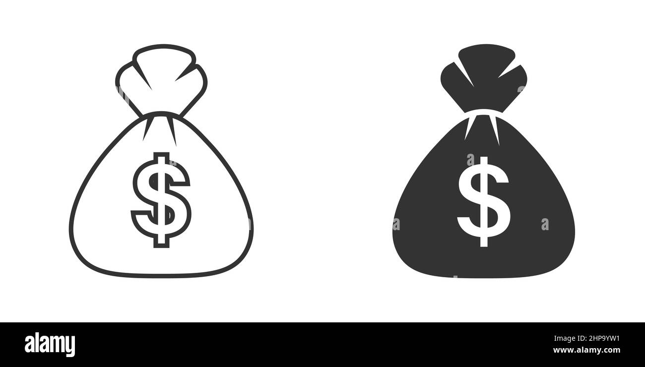 Three moneybags money bag simplistic icon or logo Vector Image