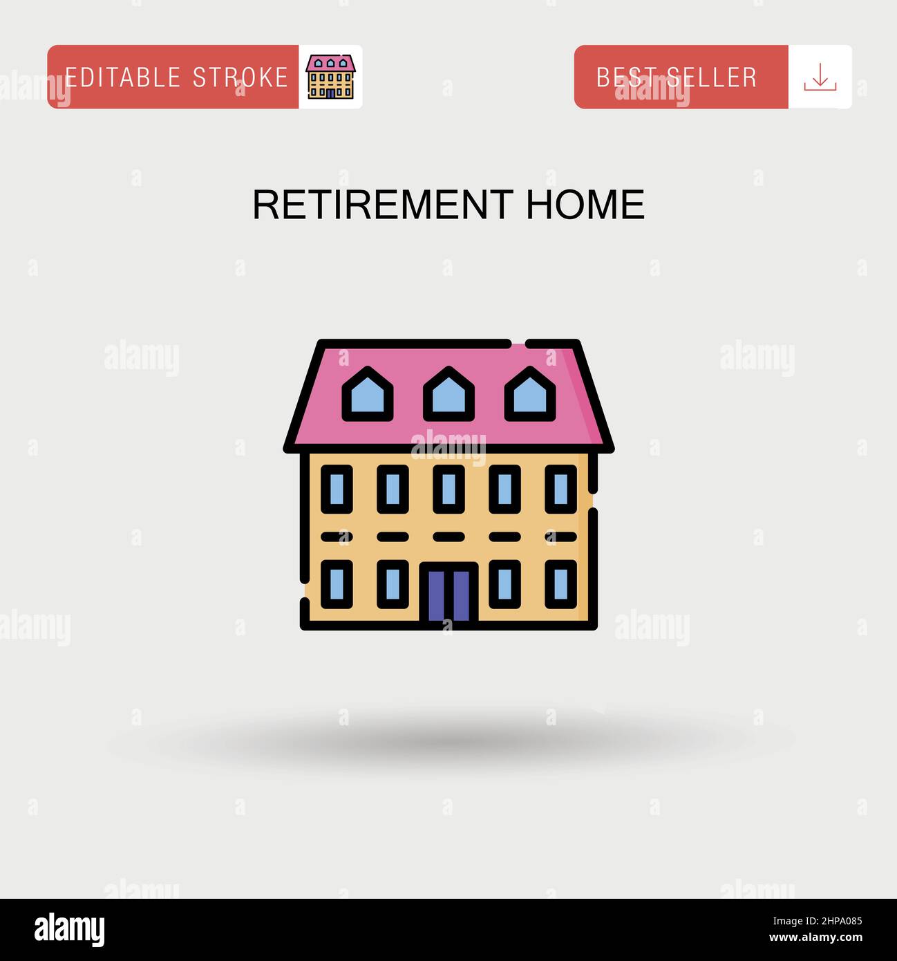 Retirement home Simple vector icon. Stock Vector