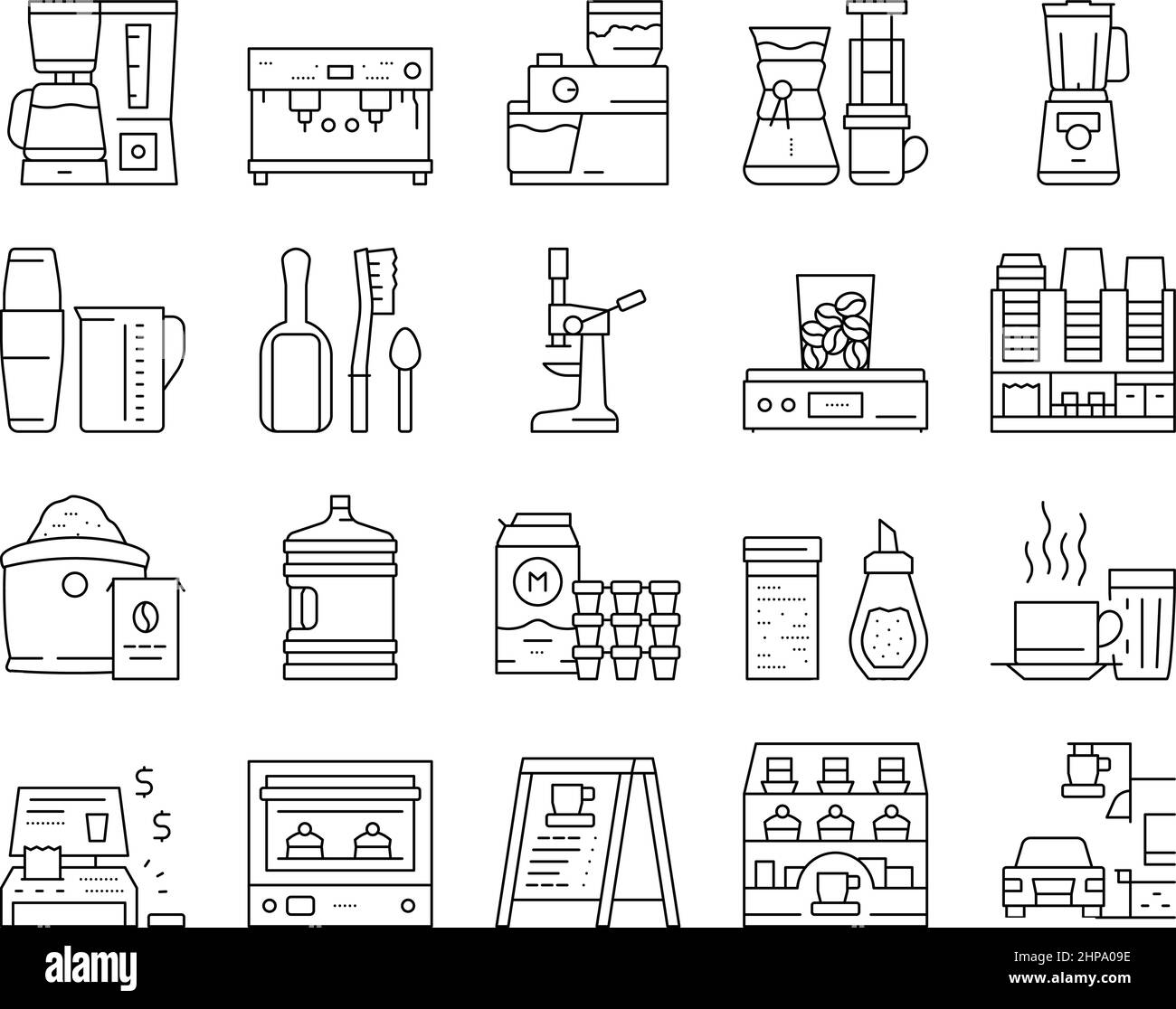 Coffee Shop Equipment Collection Icons Set Vector Stock Vector Image ...