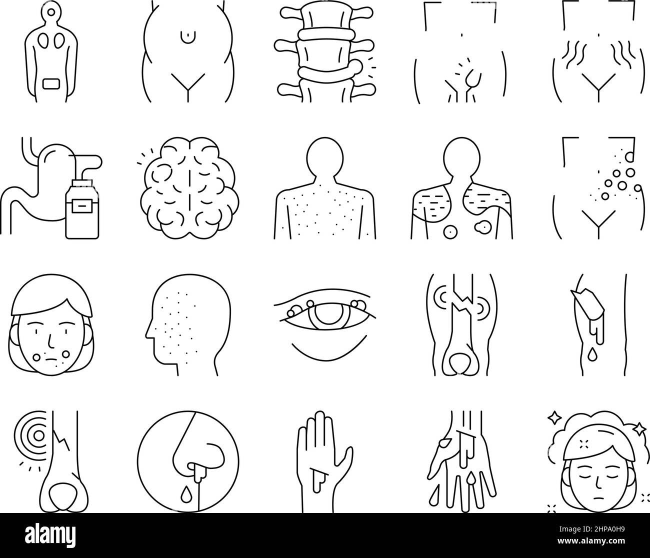 Disease Health Problem Collection Icons Set Vector Stock Vector Image ...