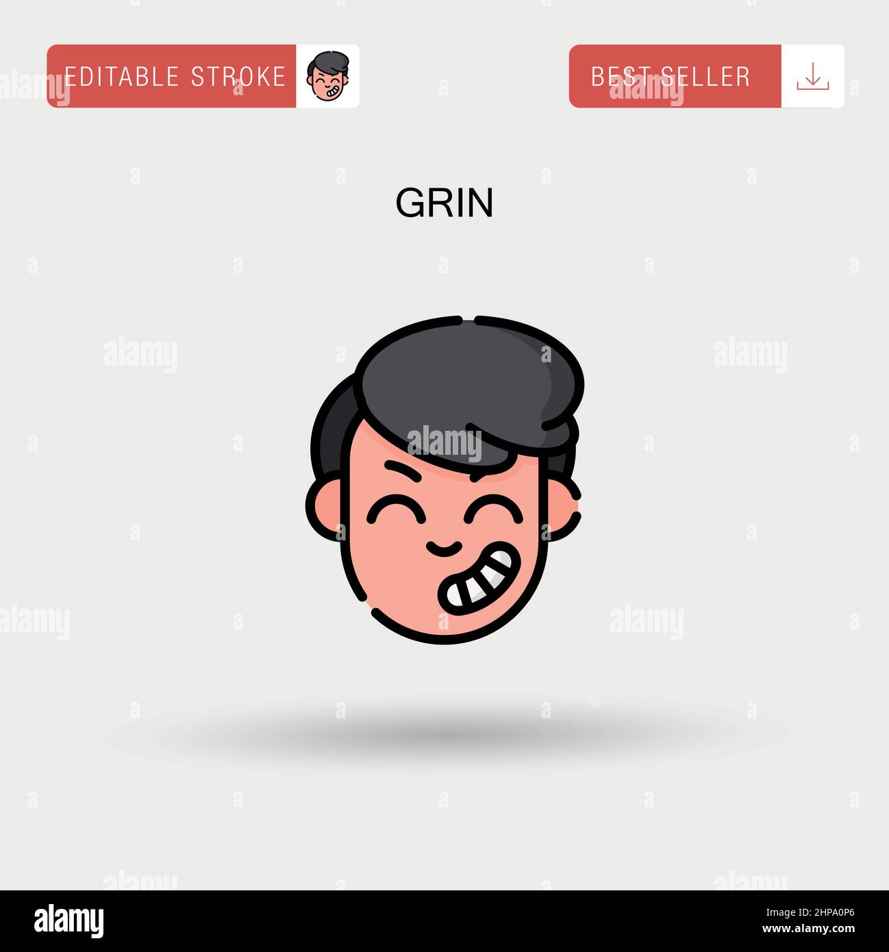 Grin Simple vector icon. Stock Vector