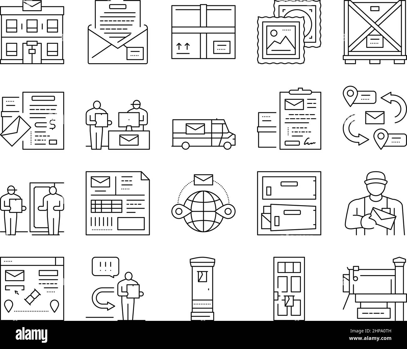 Post Office Delivery Service Icons Set Vector Stock Vector Image & Art ...