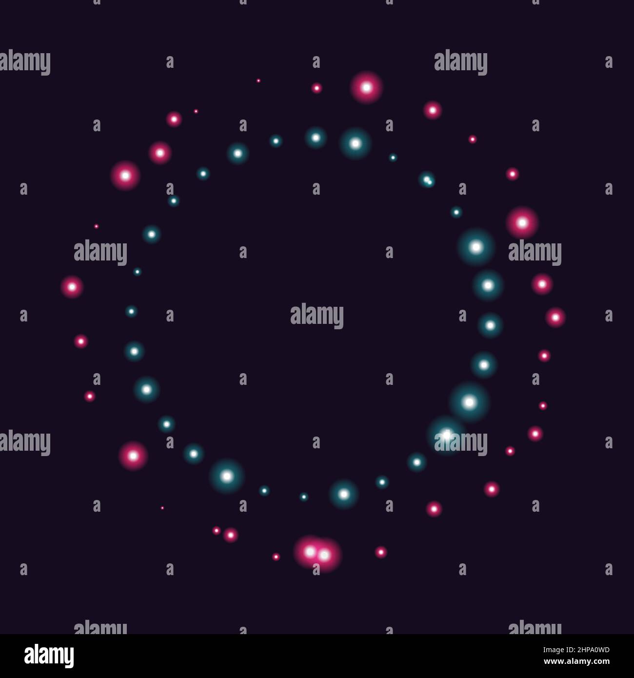 Abstract neon effect from circles on a dark background, vector ...