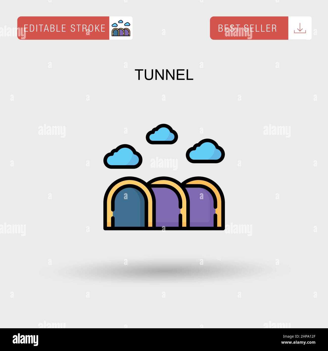 Tunnel Simple vector icon. Stock Vector