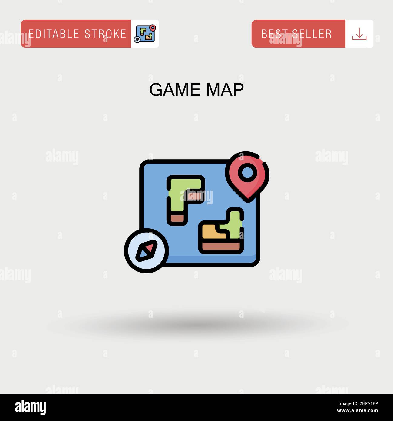 Game map Simple vector icon. Stock Vector