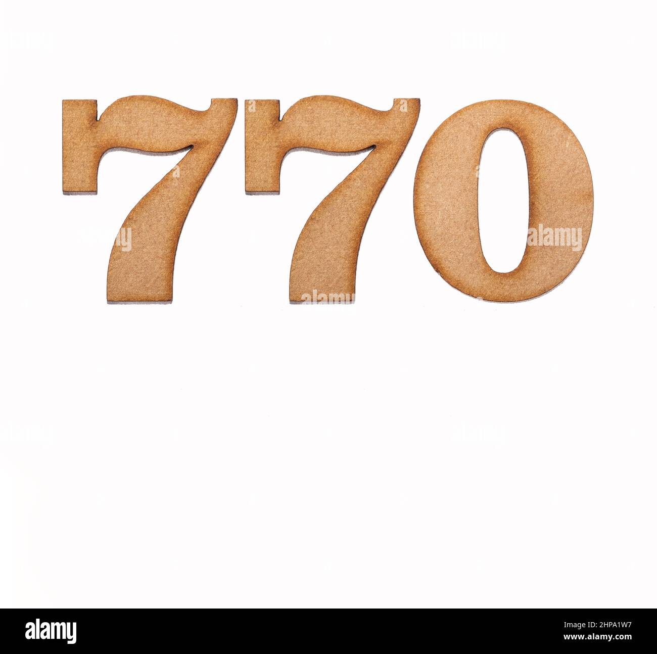 Number 770 Piece of wood isolated on white background Stock Photo Alamy