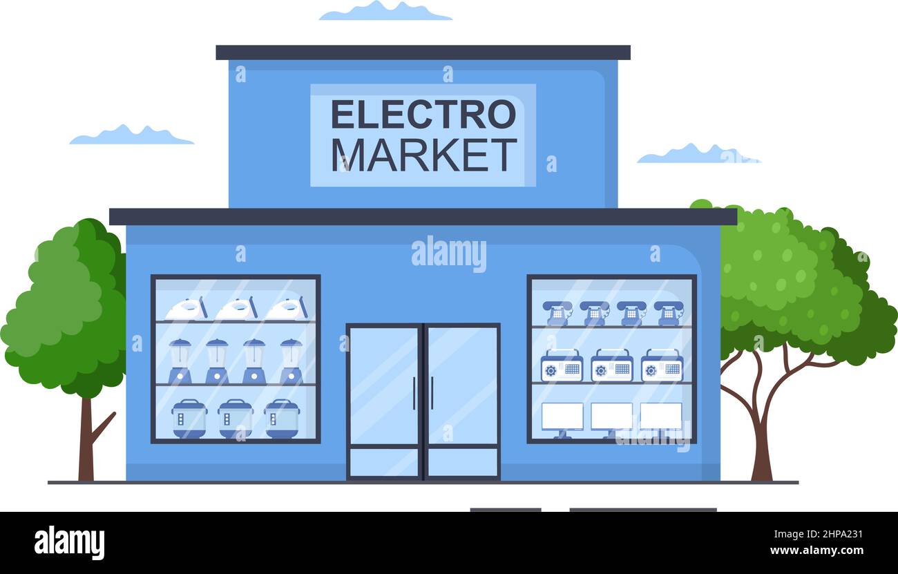 Electronics Store Building that Sells Computers, TV, Cellphones and