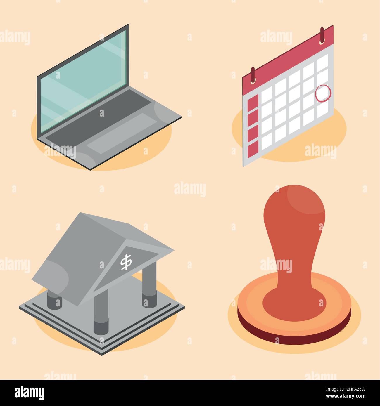 tax day icons isometric Stock Vector