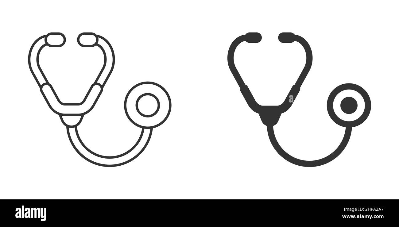 Stethoscope icon in flat style. Heart diagnostic vector illustration on ...