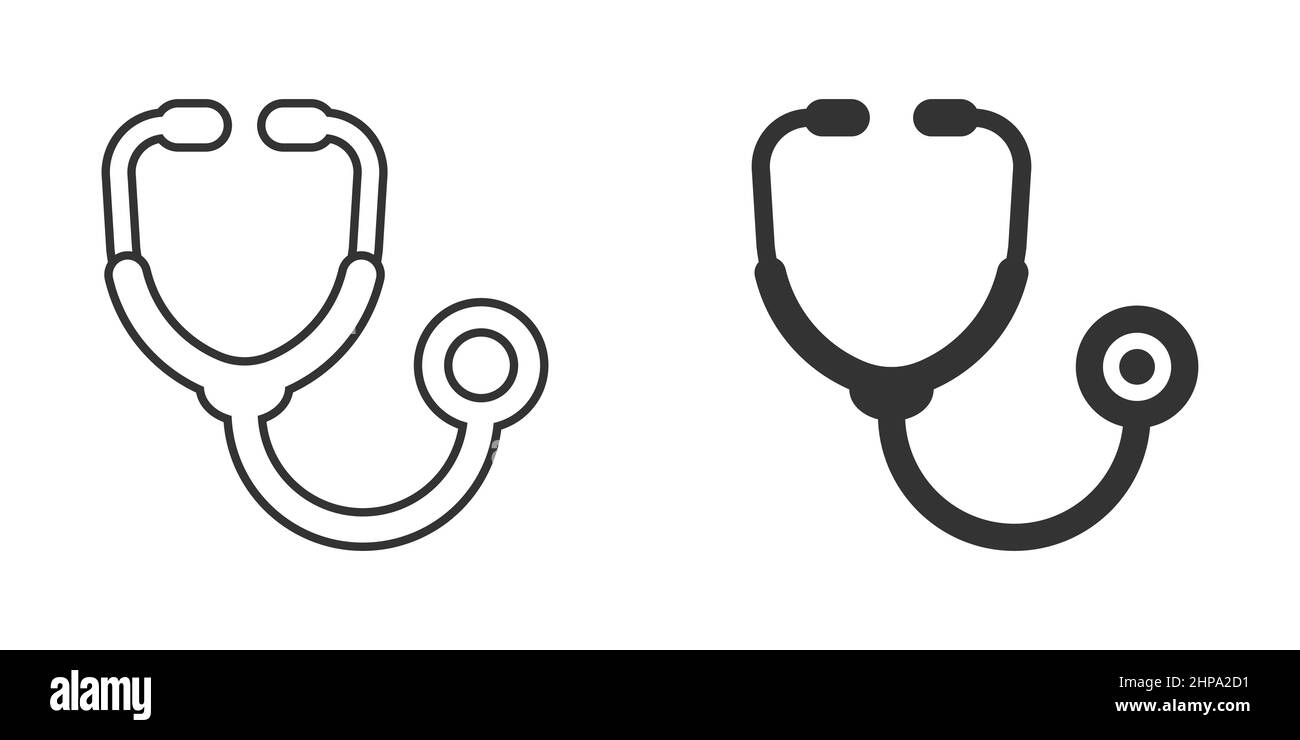 Stethoscope icon in flat style. Heart diagnostic vector illustration on ...