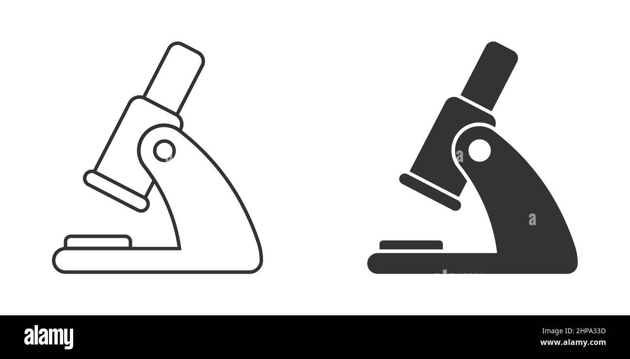 Microscope icon in flat style. Laboratory magnifier vector illustration ...