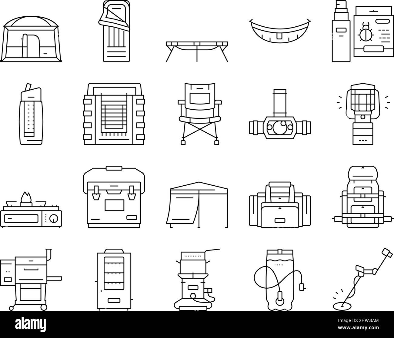 Camping Equipment And Accessories Icons Set Vector Stock Vector Image