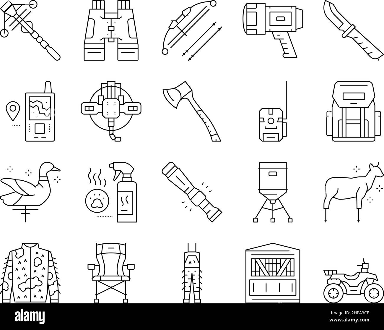 Hunting Shop Selling Collection Icons Set Vector Stock Vector Image ...