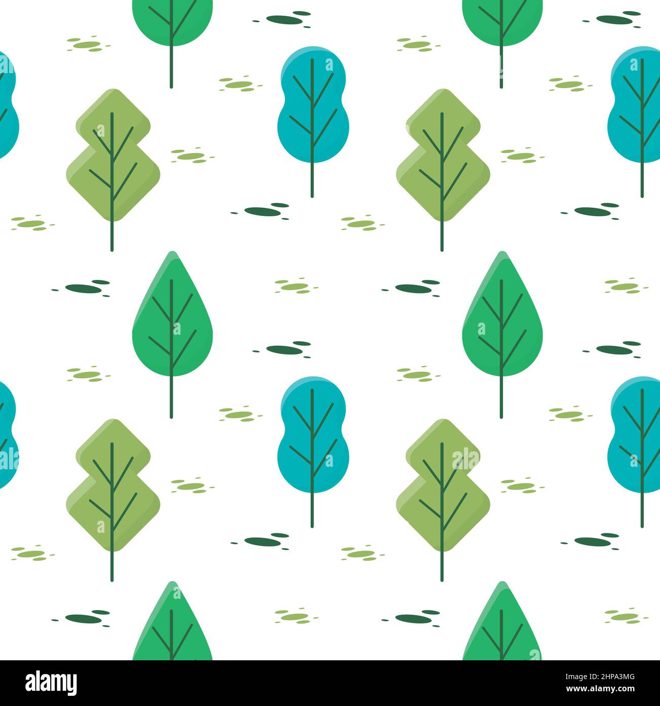 Seamless Pattern Repeatable Texture Summer Spring Tree Nature Paper Fabric Stock Vector