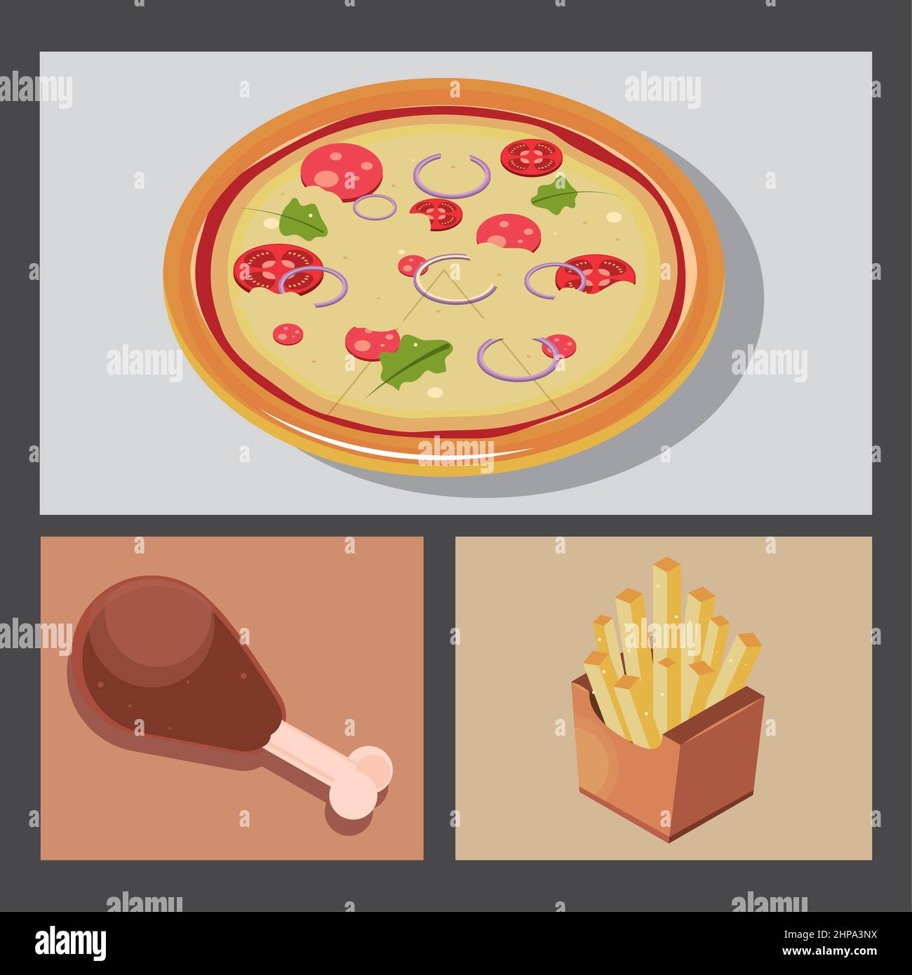 set fast food Stock Vector