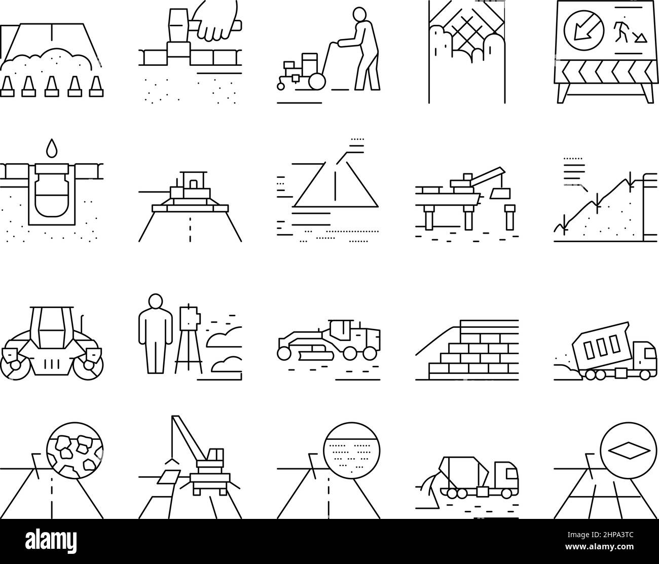 Road Construction Collection Icons Set Vector . Stock Vector