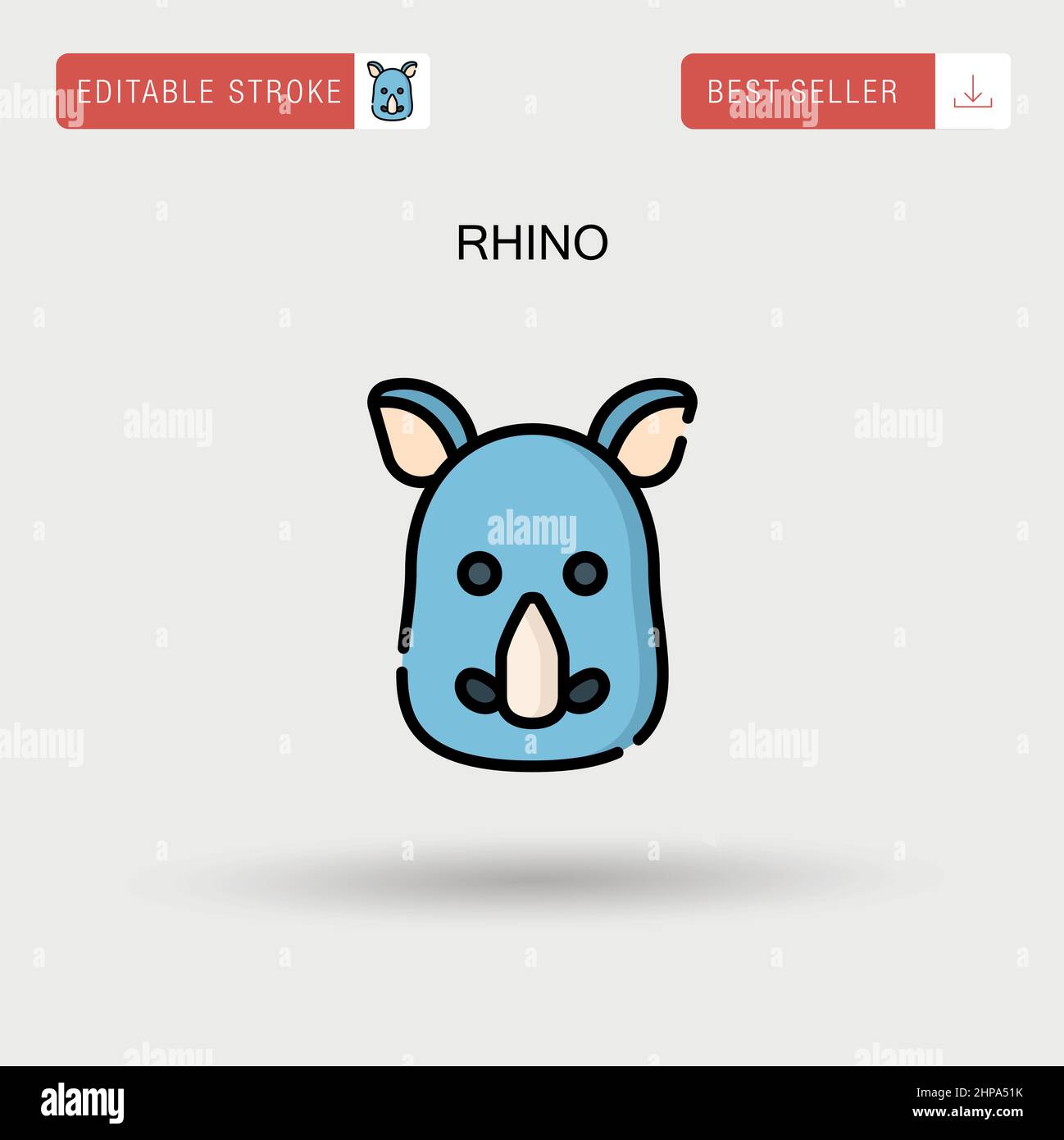 Rhino Simple vector icon. Stock Vector